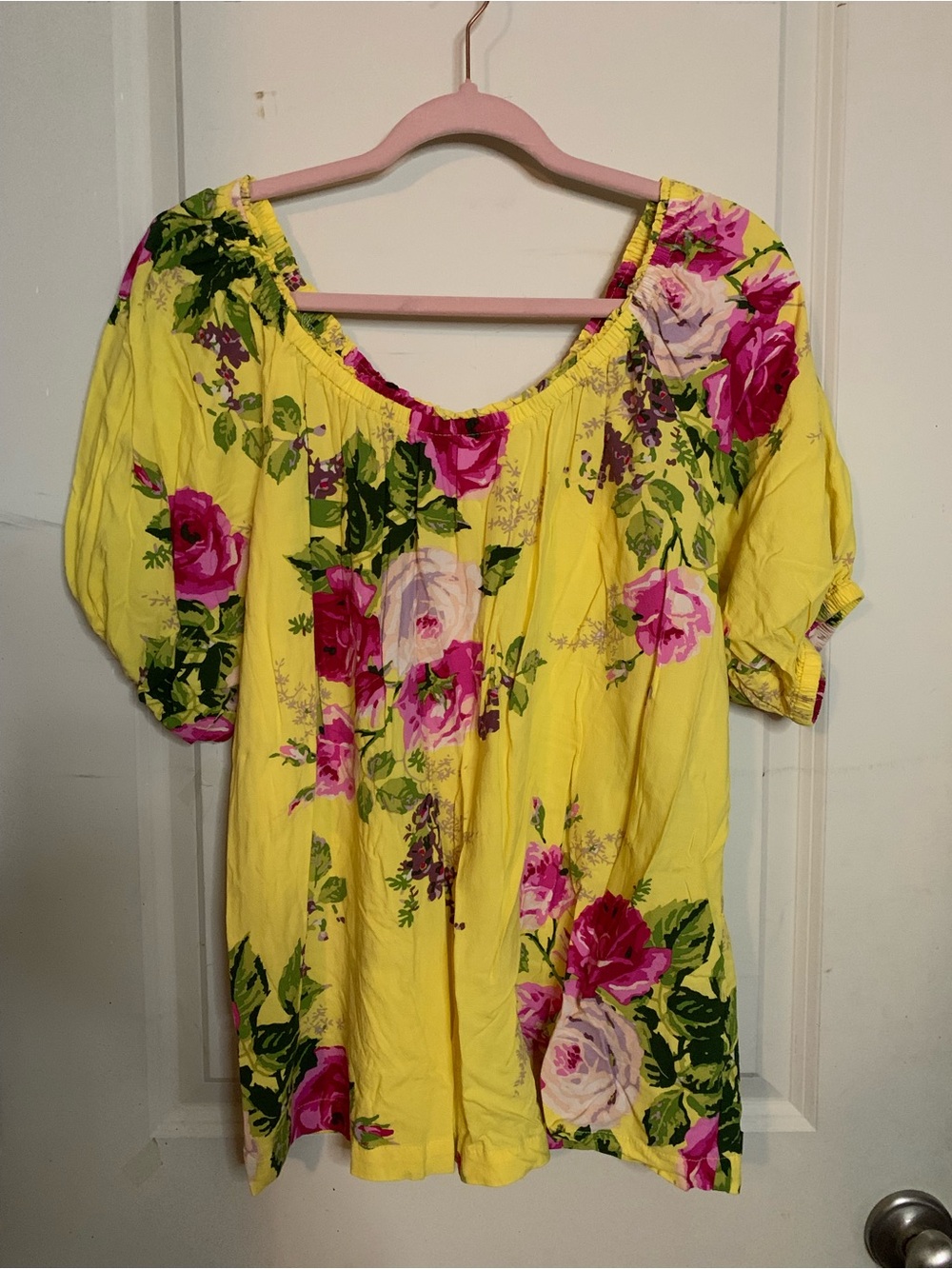 Matilda Jane Yellow Floral Off-Shoulder Women's Top Sz Large